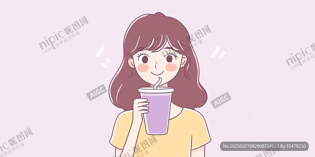 喝奶茶的女生