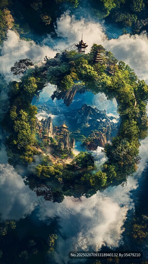 3d云海悬浮小岛