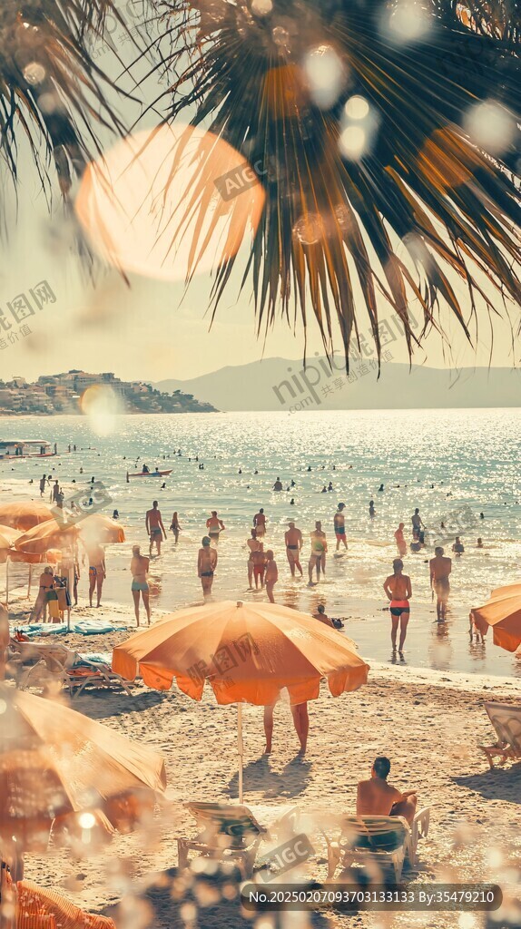 夏天海边的人们
