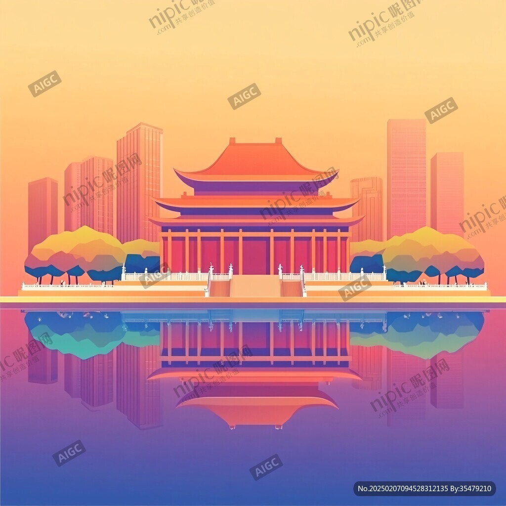 广西建筑插画