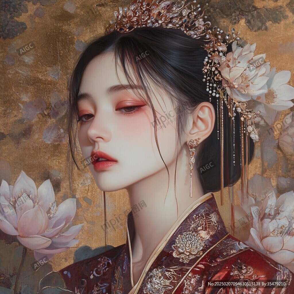 古风美女头像插画封面