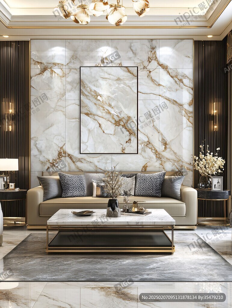 金色大理石瓷砖背景墙