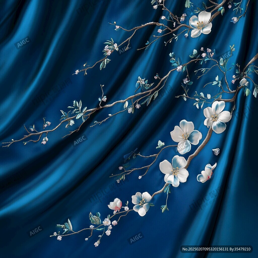 蓝黑背景桃花