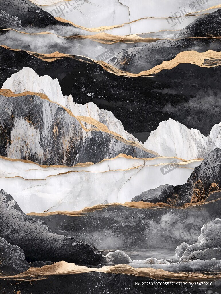 现代轻奢山水壁画