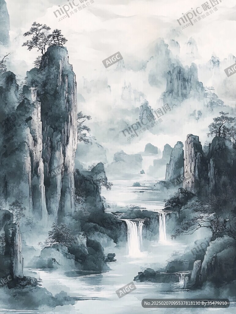 唯美意境彩墨山水