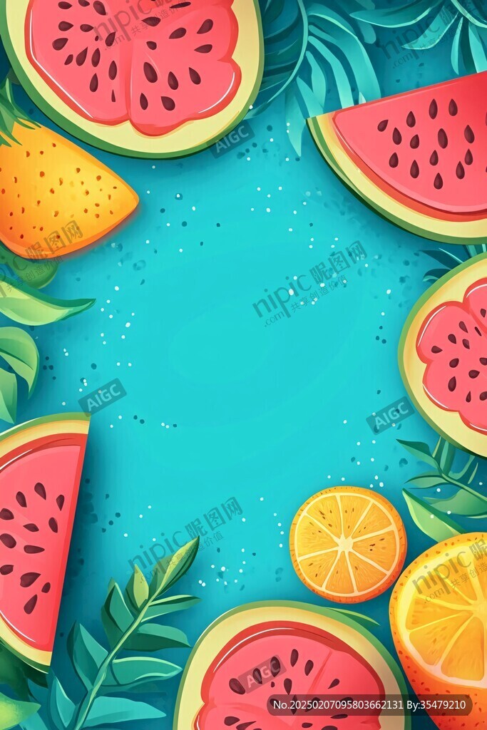 夏日水果边框