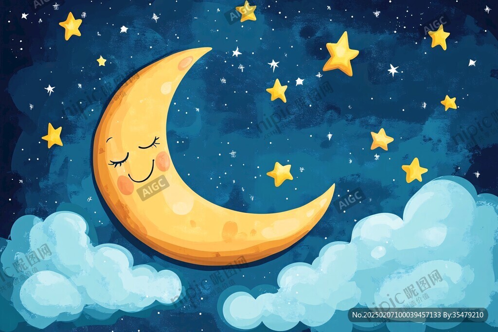 爱做梦晚安睡眠手绘