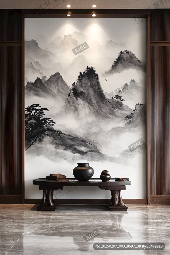 端景水墨壁画