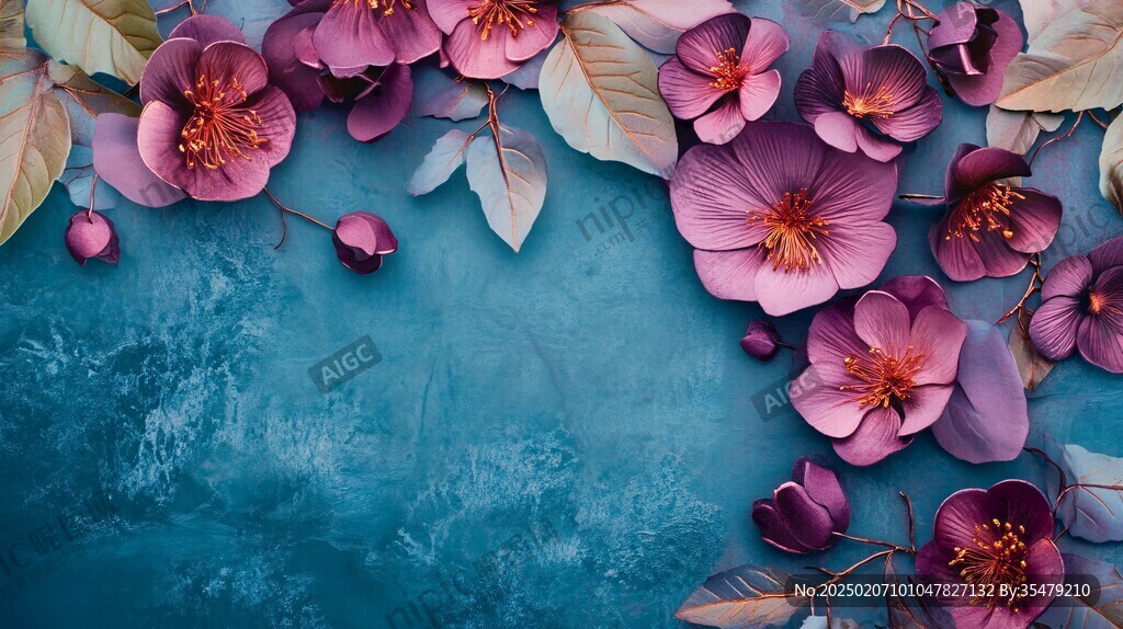 粉蓝鲜花背景
