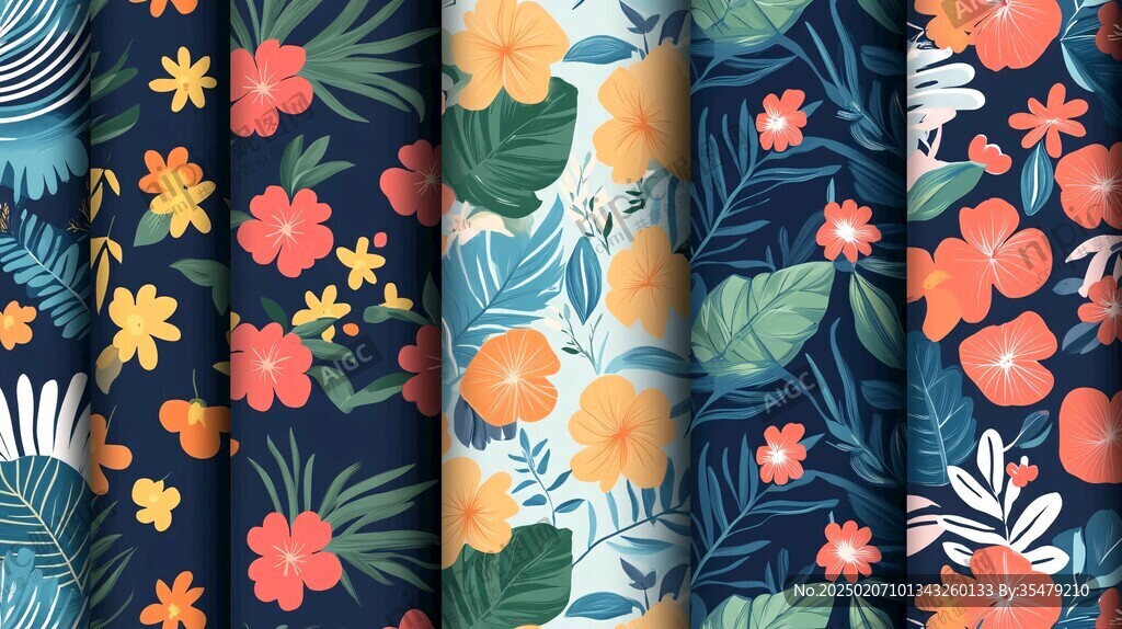 热带花枝四方连续图