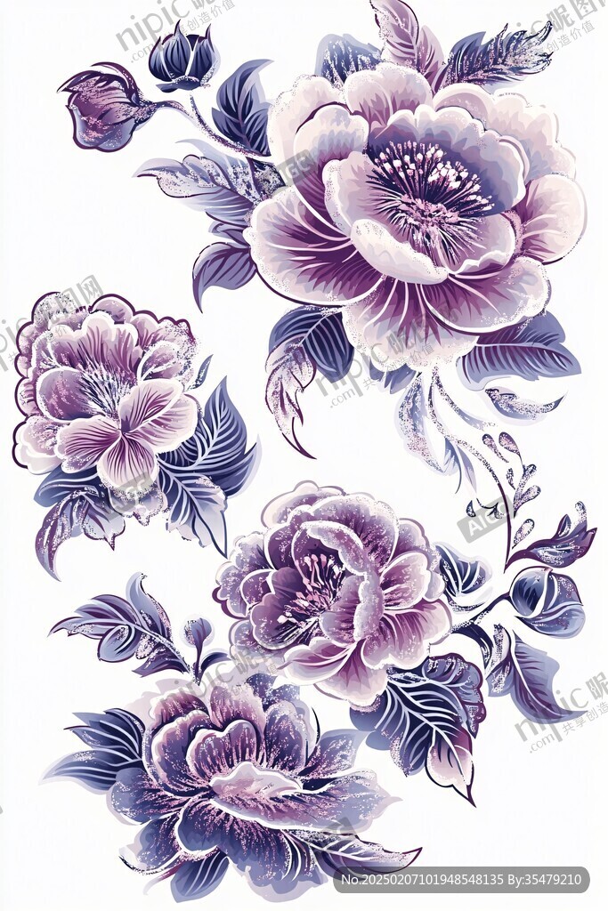 手绘质感牡丹花