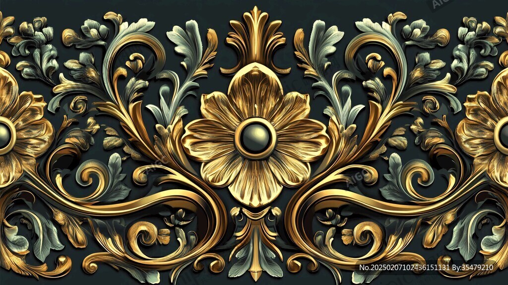 金色奢华浮雕装饰设计