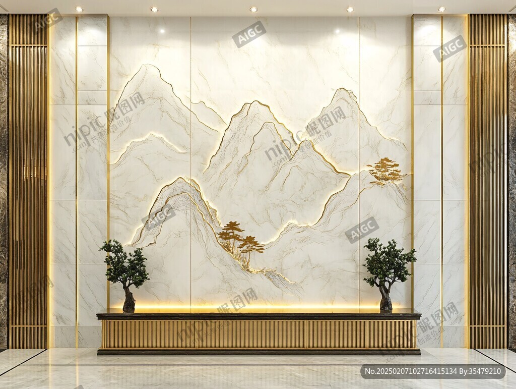 岩板山水画