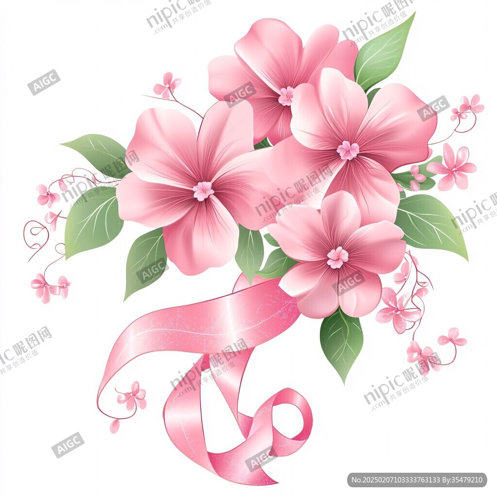 手绘粉色百合花