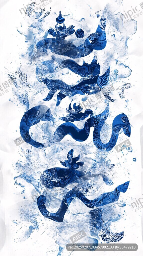 水彩交融水感梦幻图形