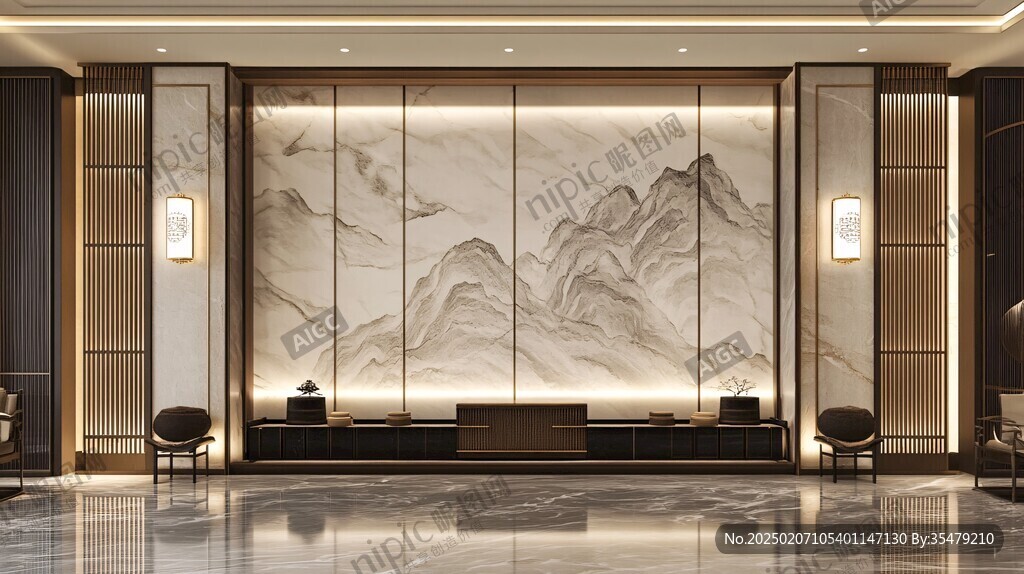 迎客松酒店客厅背景