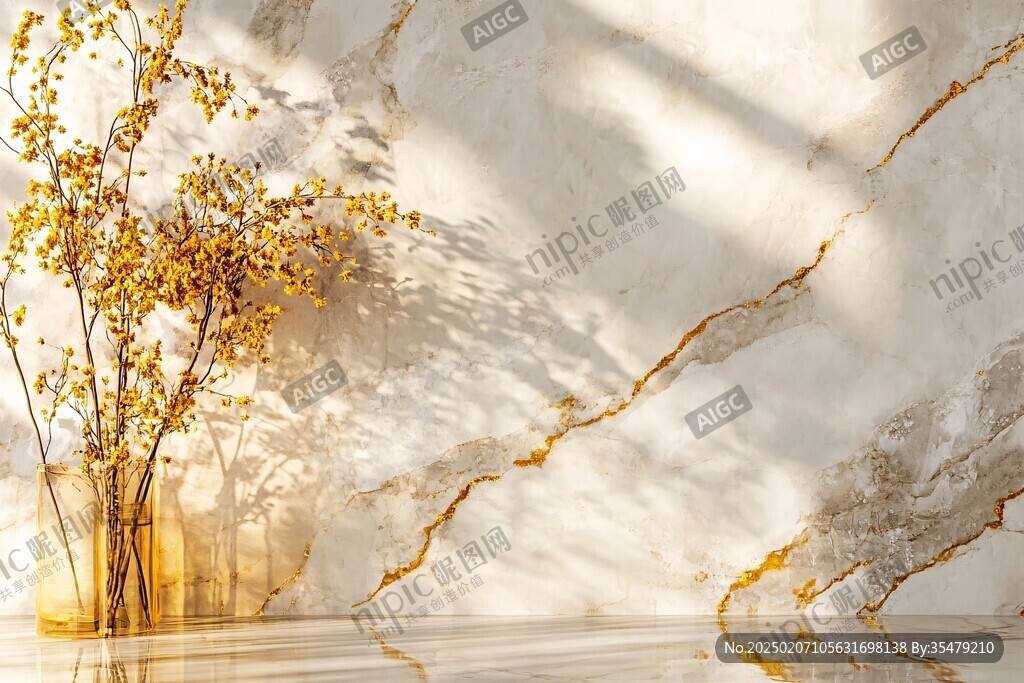 极简金箔石根线条对拼