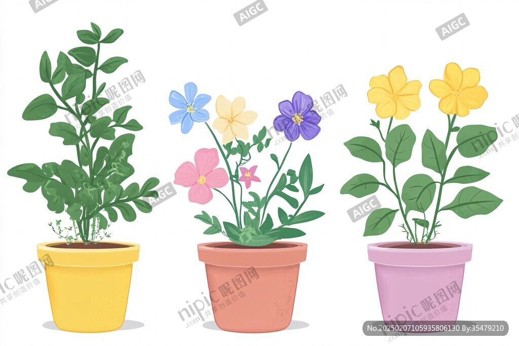 盆栽植物插画
