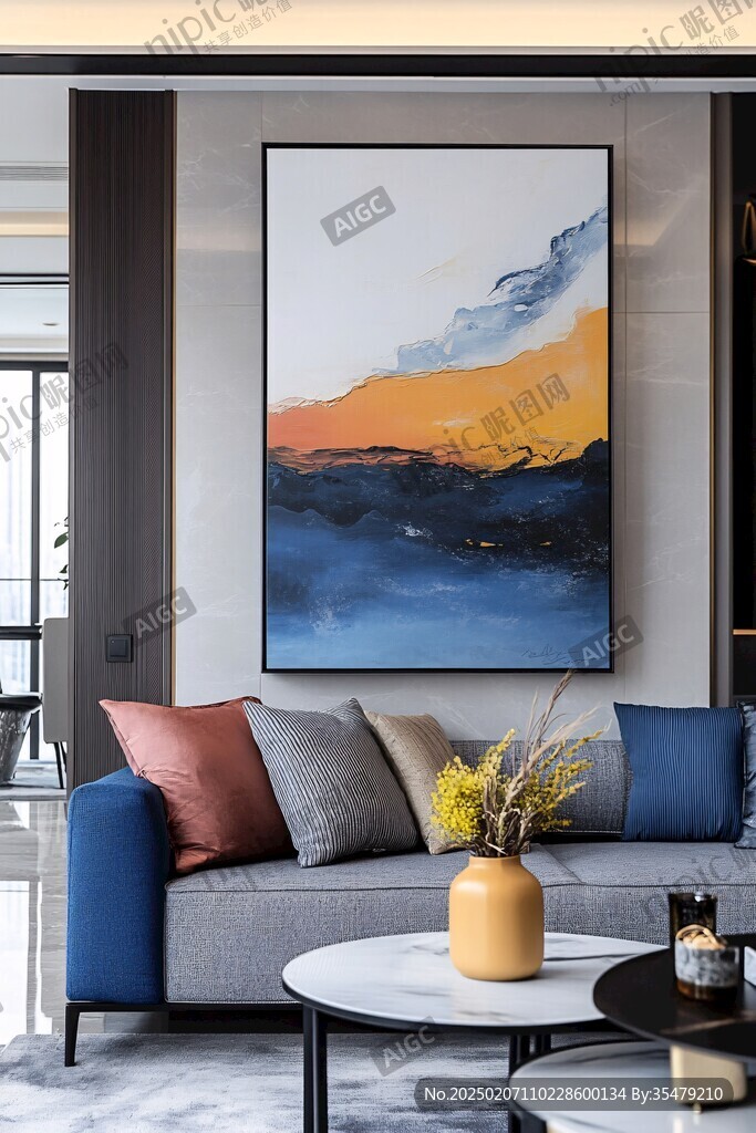 轻奢素雅色块挂画