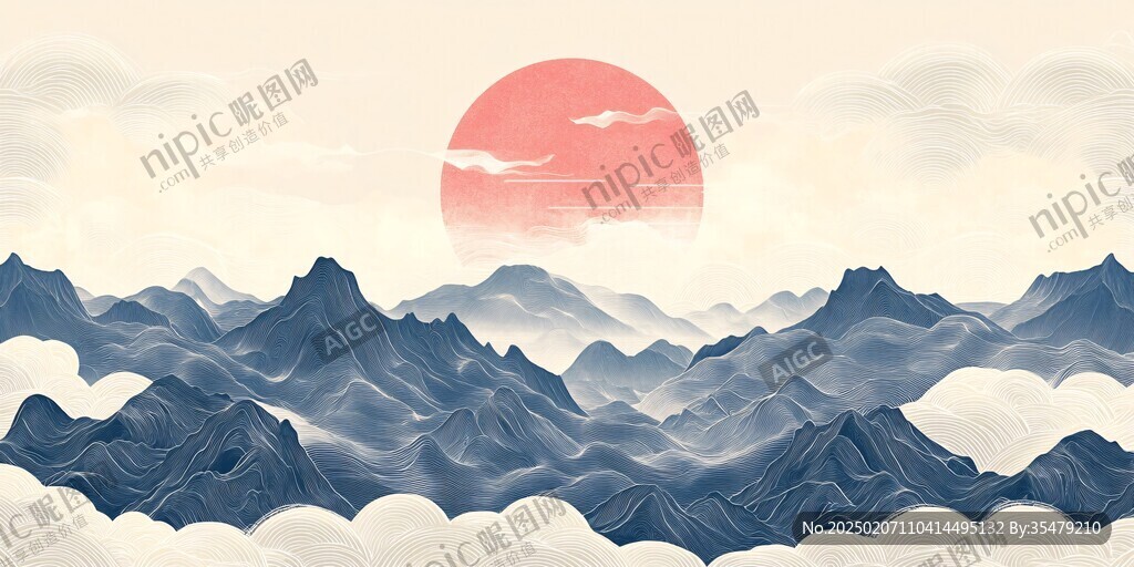 抽象古典山水背景