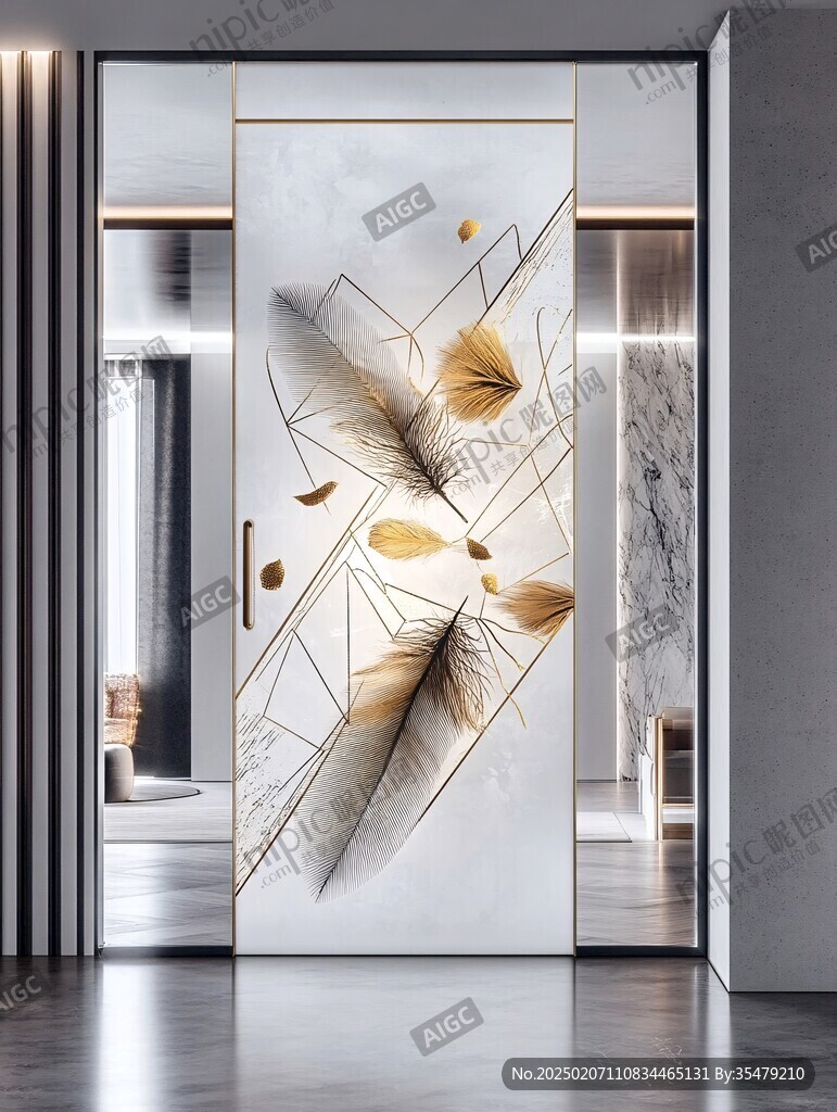 轻奢金线壁画挂画壁纸