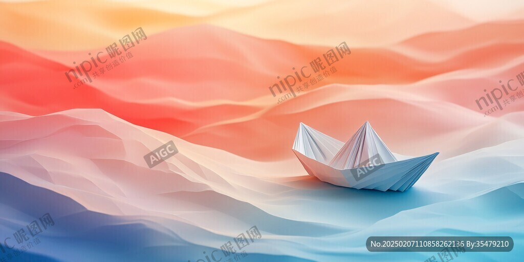 手绘千纸鹤纸船