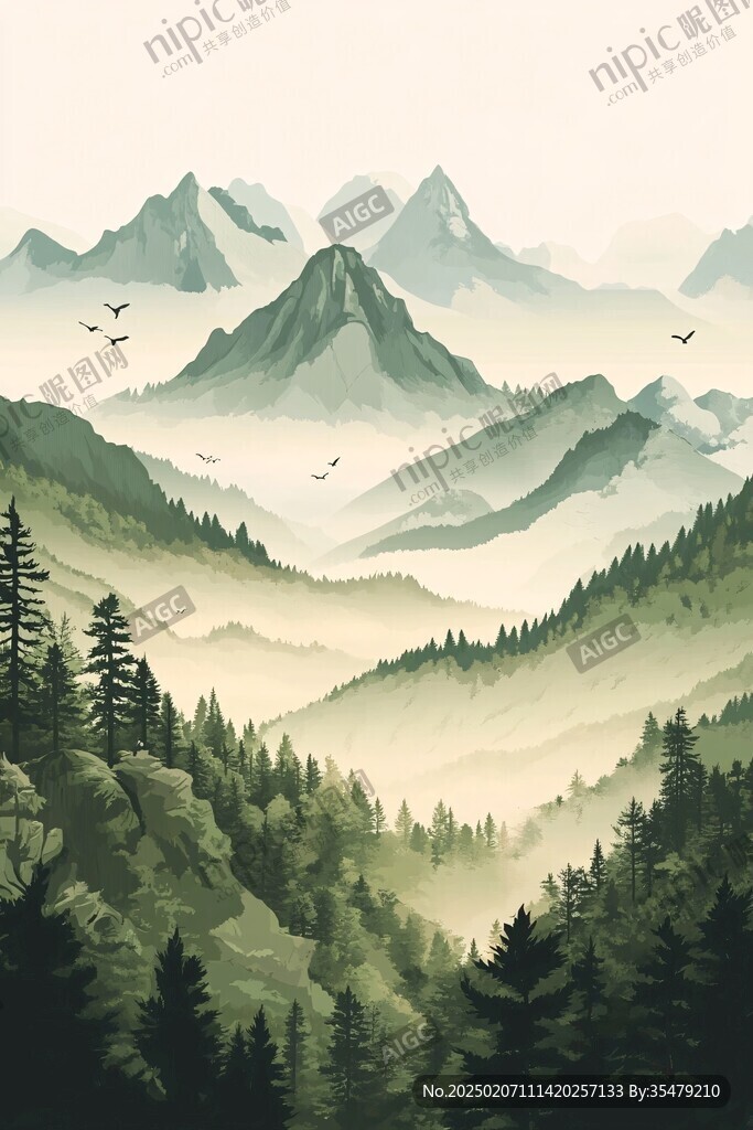 山林插画