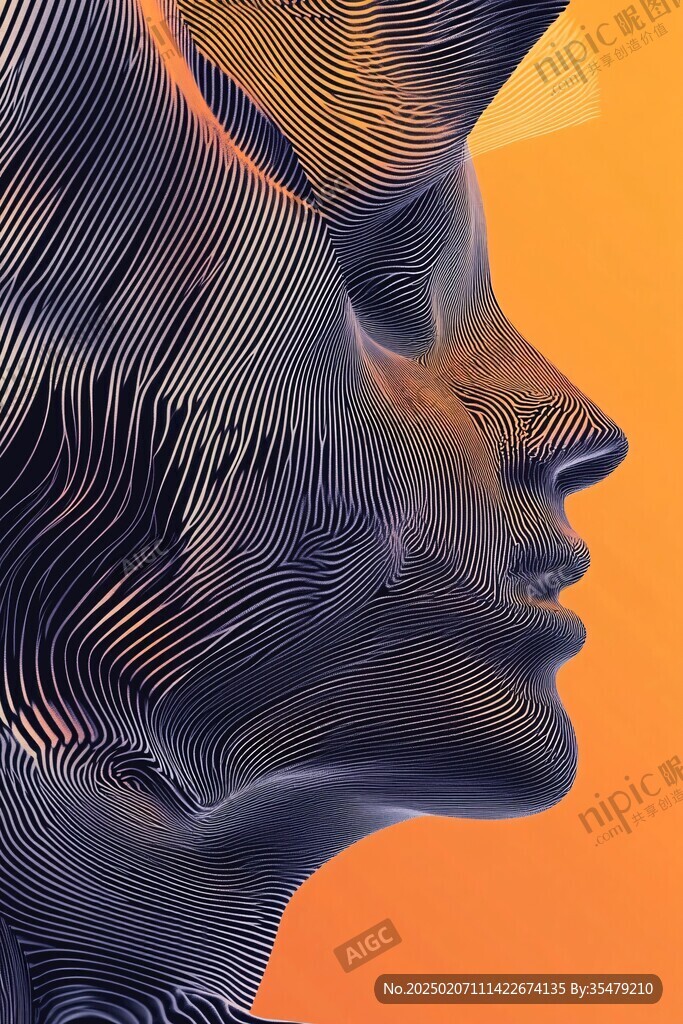 抽象线条背影