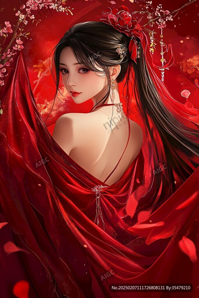 红衣少女设计古风