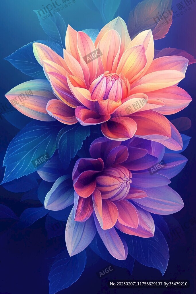 渐变风花朵