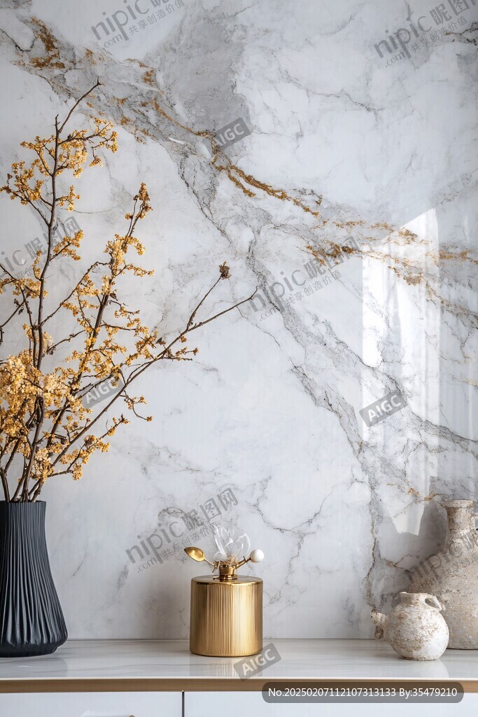 极简金箔石根线条对拼