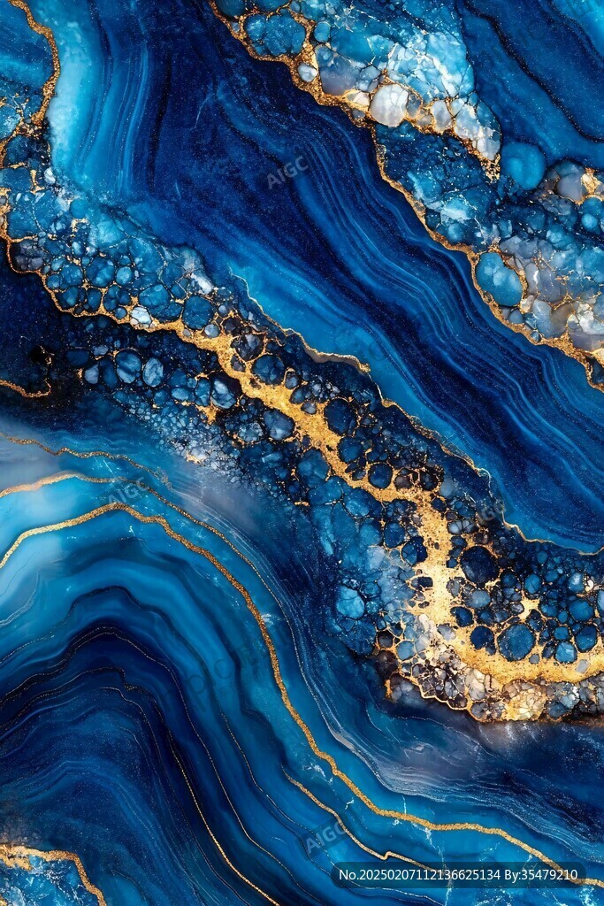 蓝色透光大理石装饰画