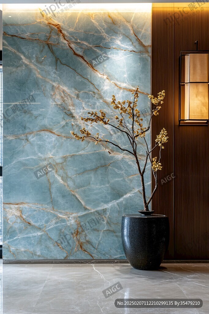 极简金箔石根线条对拼