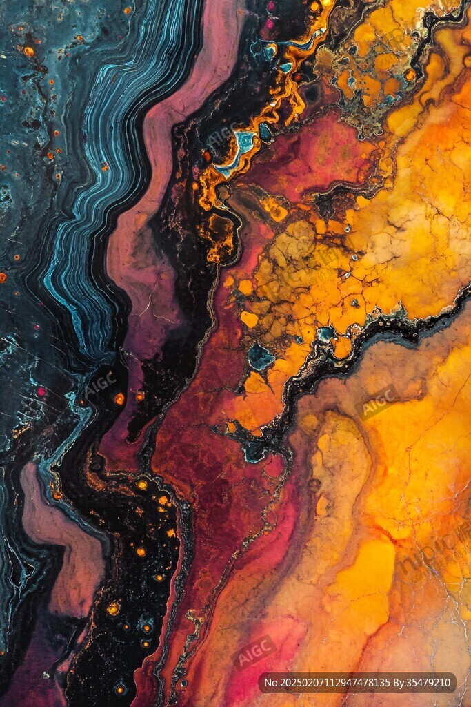 肌理彩色流体装饰画