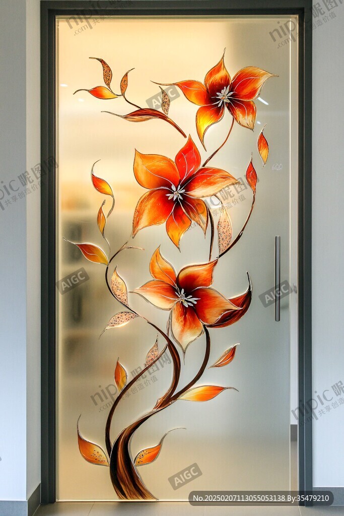 艺术玻璃手绘花卉