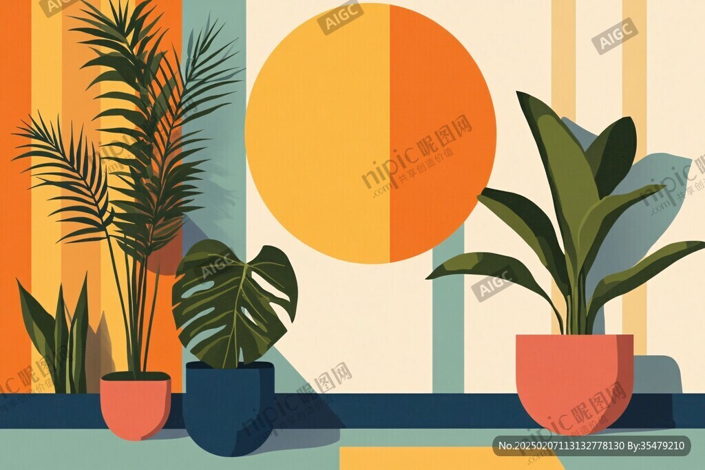 植物背景扁平插画