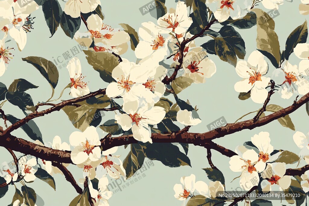 苹果花插画