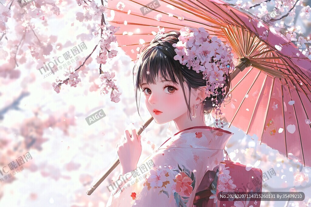 日系美女插画