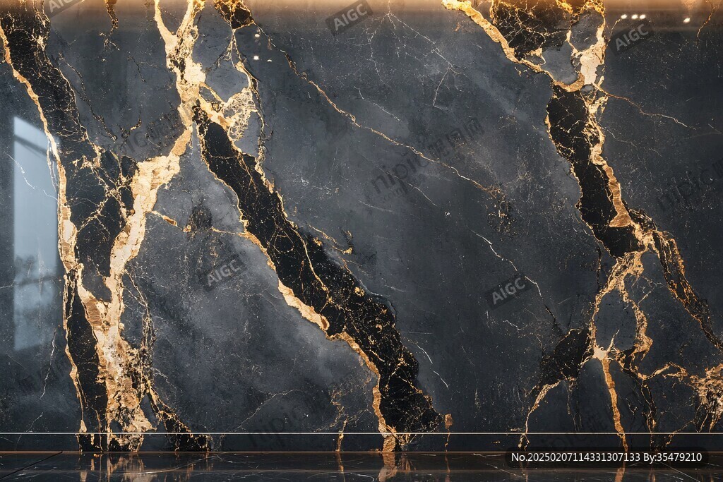 极简金箔石根线条对拼