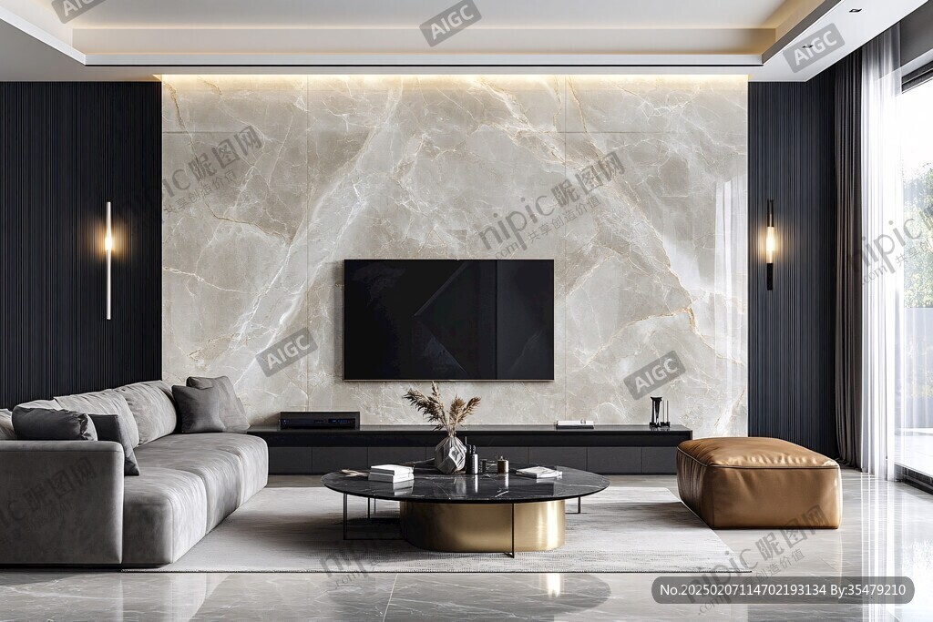 现代北欧大理石背景墙