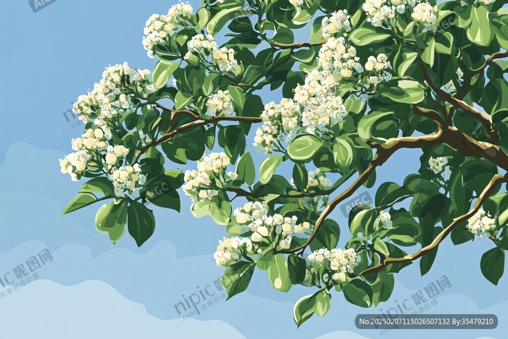 槐花插画