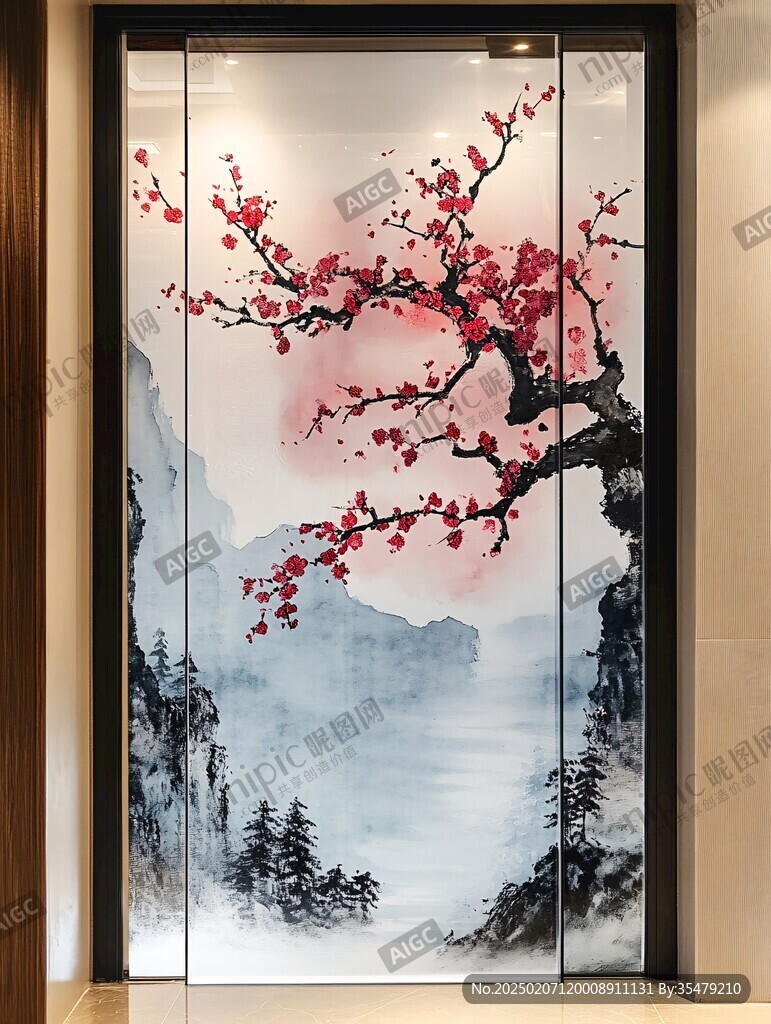 梅壁画墙纸