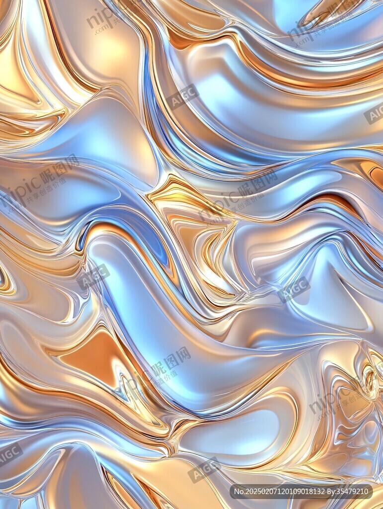 金色抽象流体纹理背景