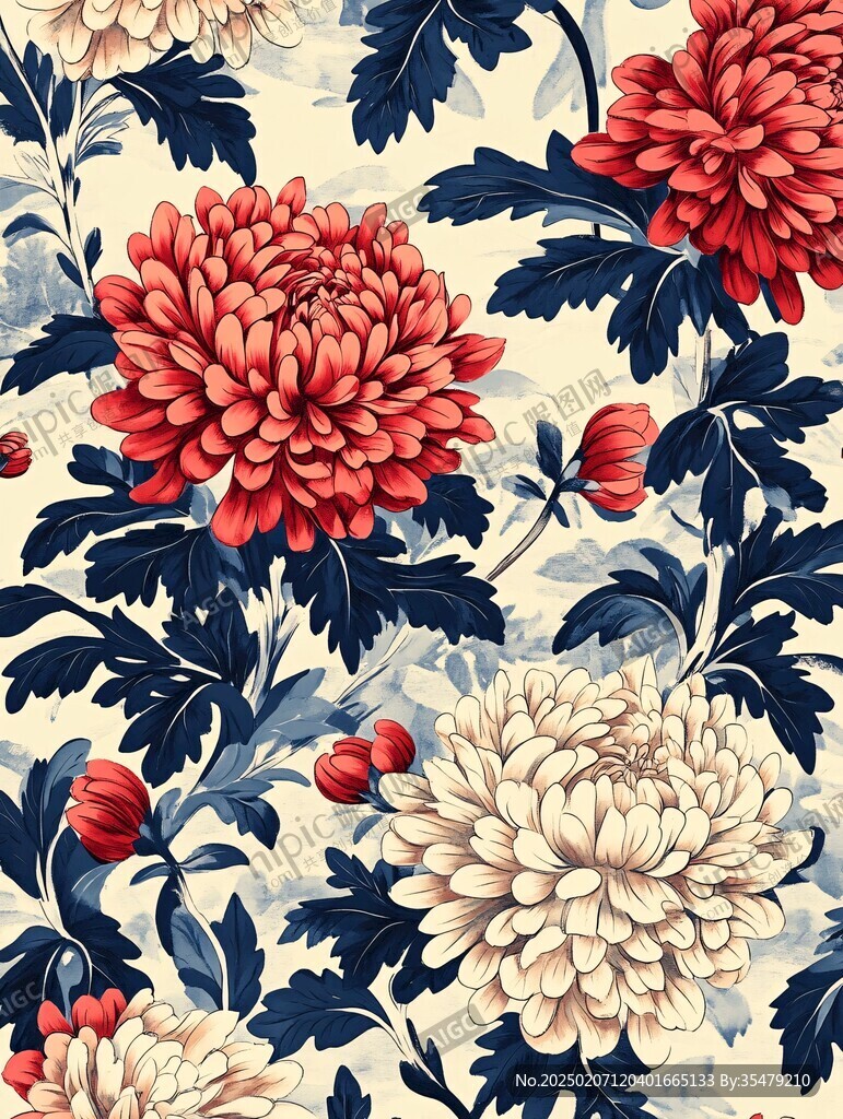 菊花底纹布料