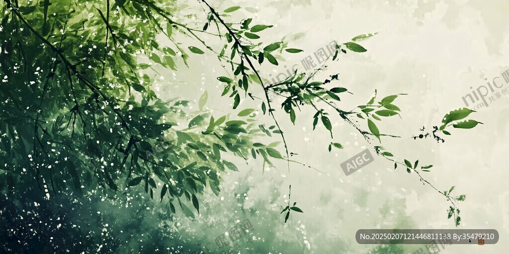 绿色淡雅插画风