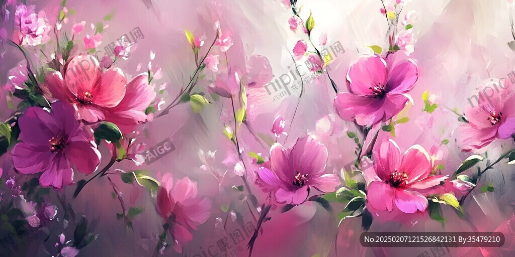 梦幻背景杏花杜鹃花