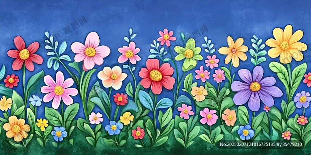 手绘花草壁画