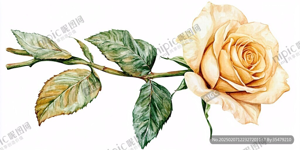 写实手绘玫瑰花素材