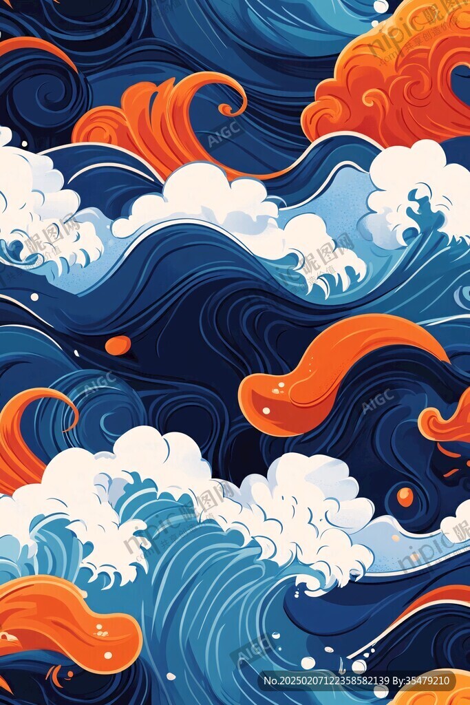 海浪云纹浪花背景