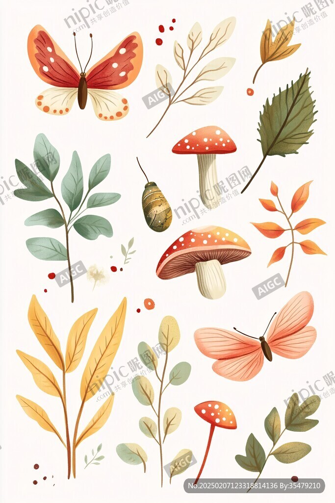 森林植物插画